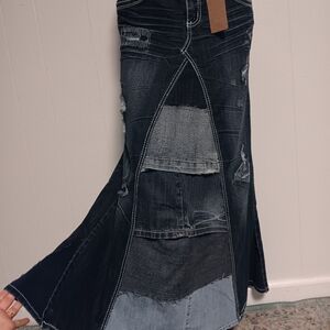 Patchwork Denim Skirt Womens 5/6